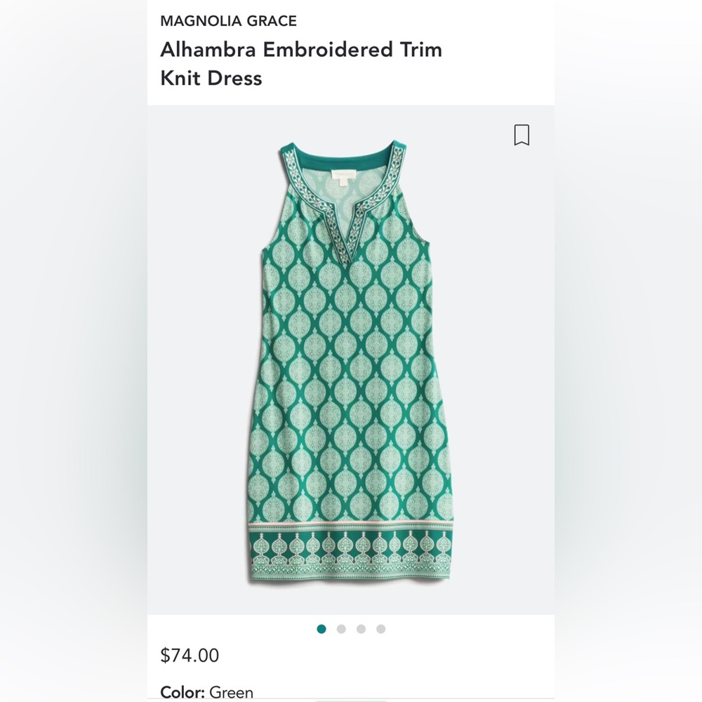 Magnolia Grace Green Alhambra Embroidered Trim Knit Mini Dress